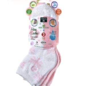 Earth Therapeutics 2-pk. Snowflake Aloe Socks pink